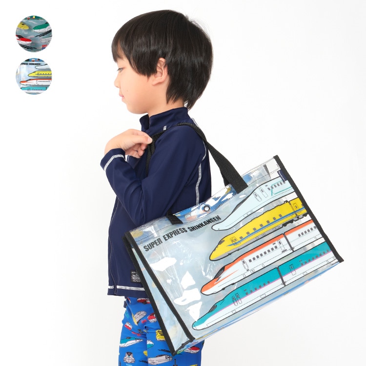 JR Shinkansen train pattern pool bag (blue, free size)