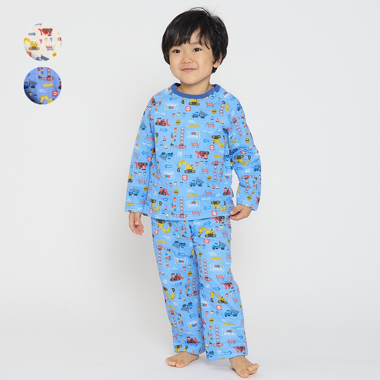 Working car pattern quilt pajamas (off-white, 100cm)