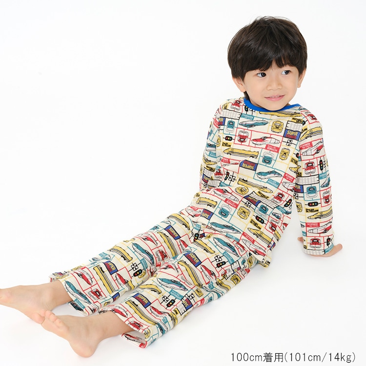 JR Shinkansen train plastic model style long sleeve quilted pajamas