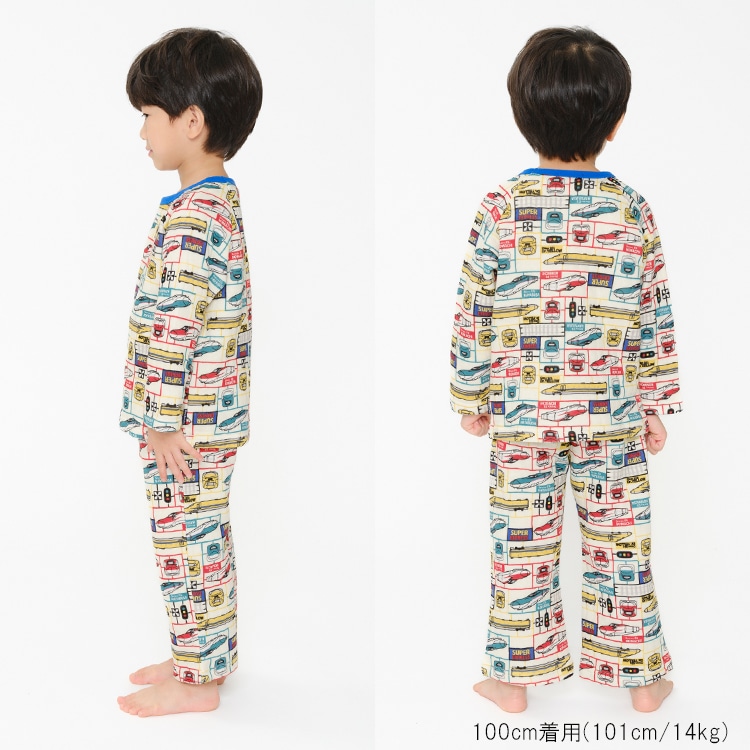 JR Shinkansen train plastic model style long sleeve quilted pajamas