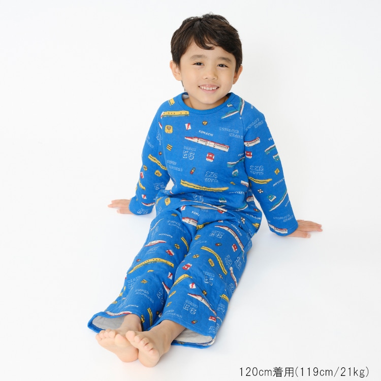 JR Shinkansen Train Print Long Sleeve Quilted Pajamas