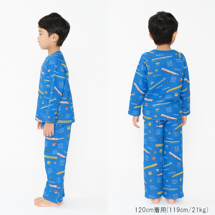 JR Shinkansen Train Print Long Sleeve Quilted Pajamas