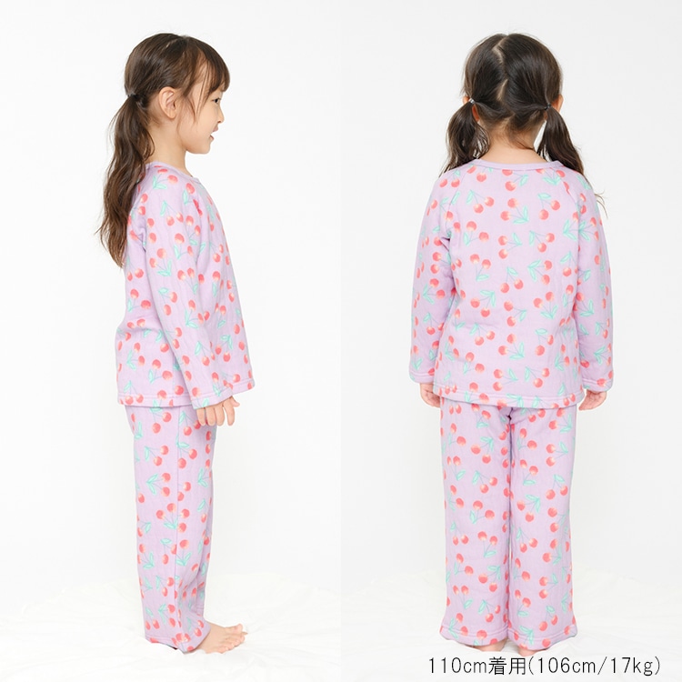 Cherry print long sleeve quilted pajamas