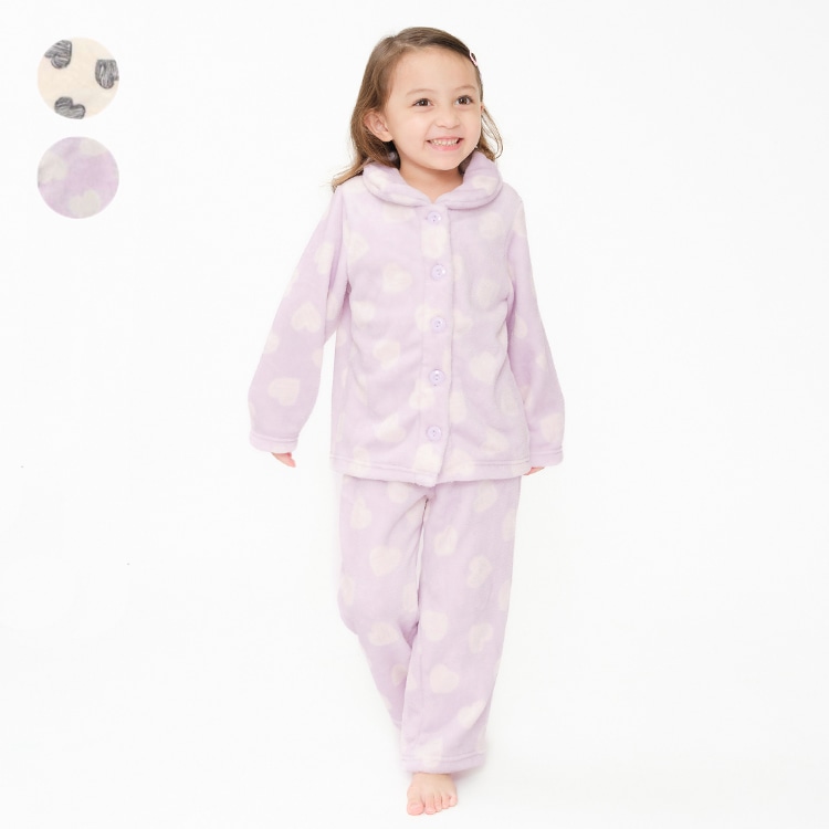 Heart print fleece pajamas