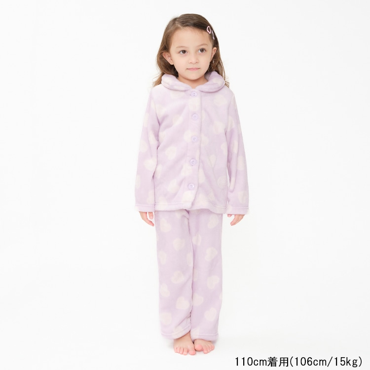 Heart print fleece pajamas