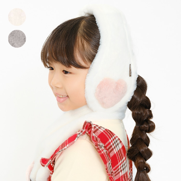 Fluffy heart faux fur earmuffs