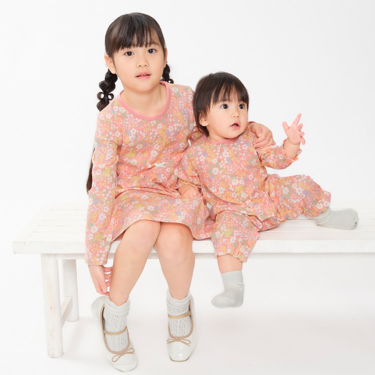 花柄長袖ロンパース・Tオール | 子供服・ベビー服の通販はこども