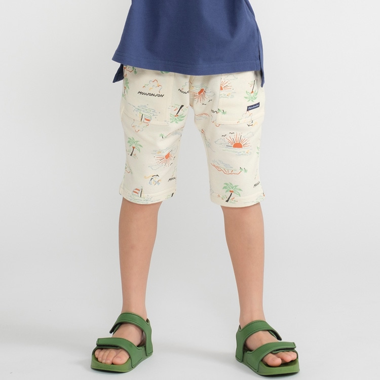 Summer motif pattern 5/8 length shorts (off white, 120cm)