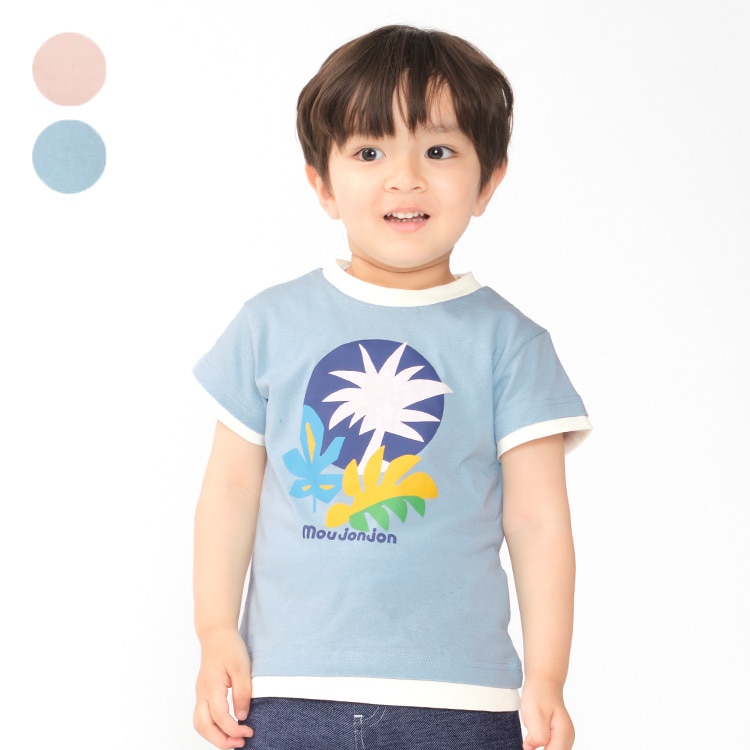 棕榈树图案水变短袖T恤（浅蓝色，130cm）
