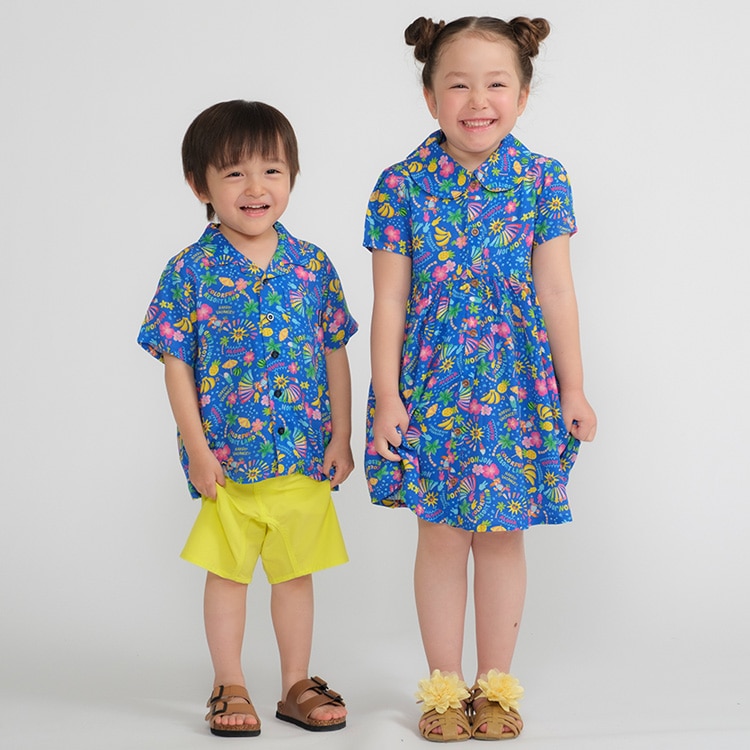 Aloha pattern shirt short sleeve dress