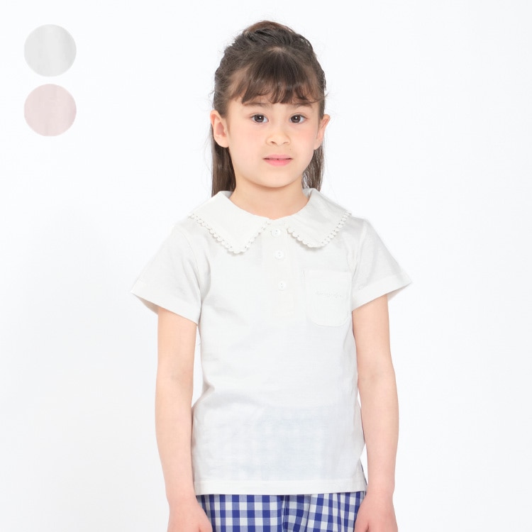 Sailor collar short sleeve T-shirt with lace