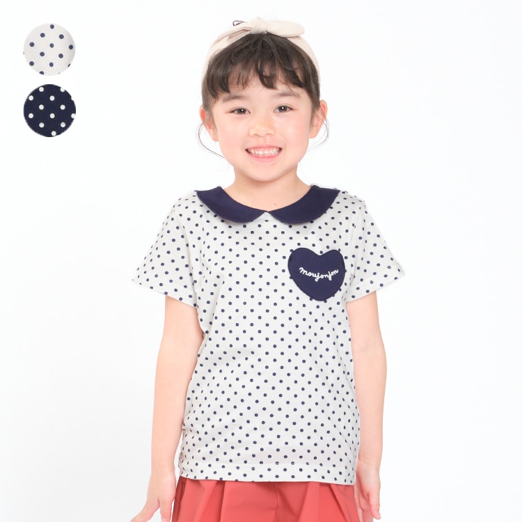 Dot pattern T-shirt with collar