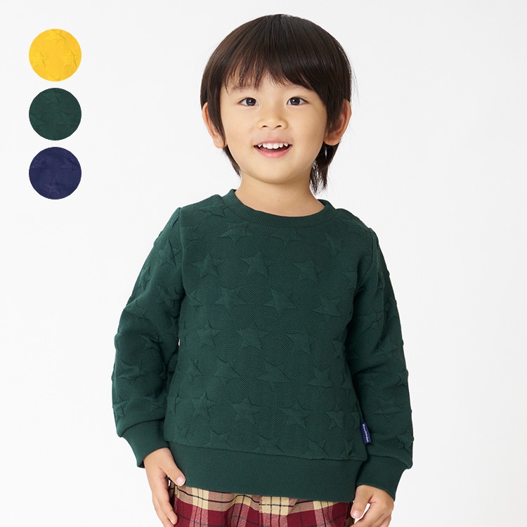Star pattern knit quilt sweatshirt with elbow pads (Con, 130cm)
