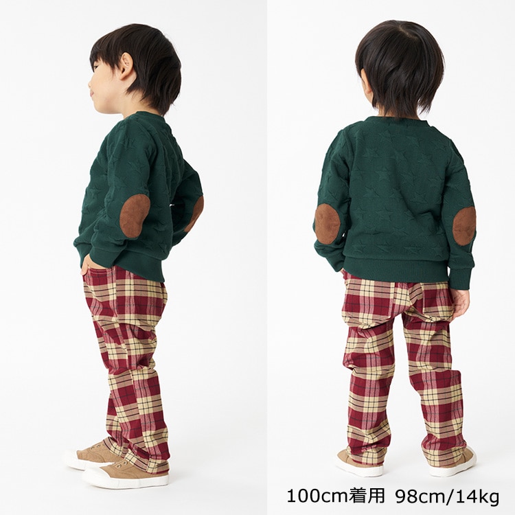 Star pattern knit quilt sweatshirt with elbow pads