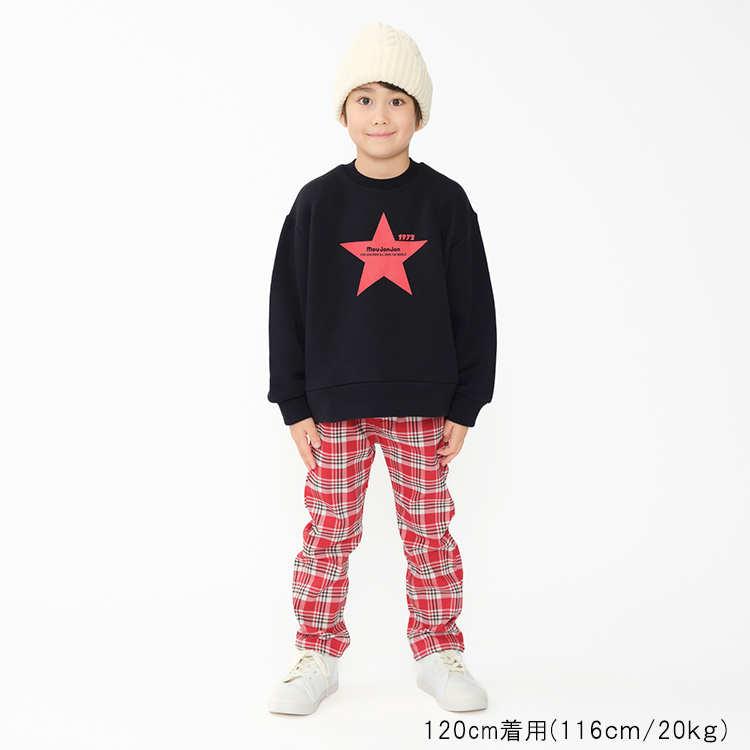 [WEB exclusive] Soft and fluffy fleece-lined star print sweatshirt