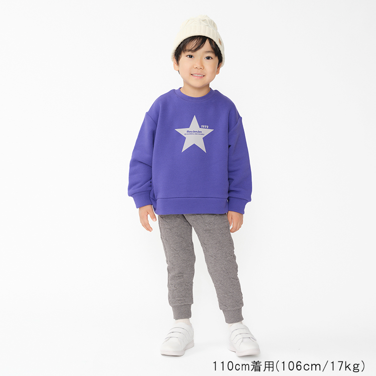 [WEB exclusive] Soft and fluffy fleece-lined star print sweatshirt