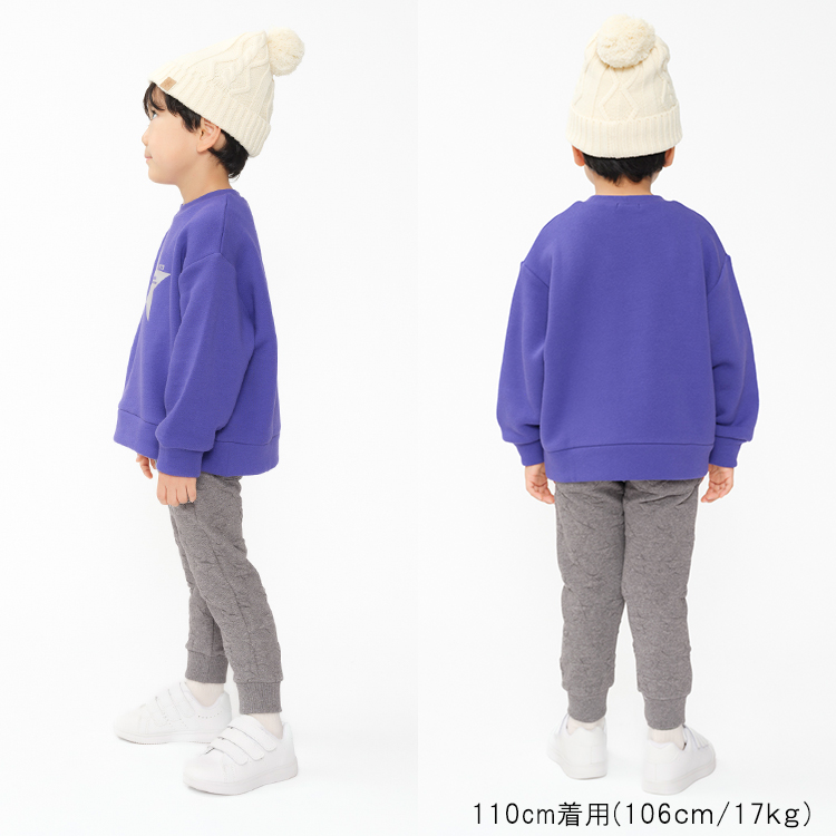 [WEB exclusive] Soft and fluffy fleece-lined star print sweatshirt