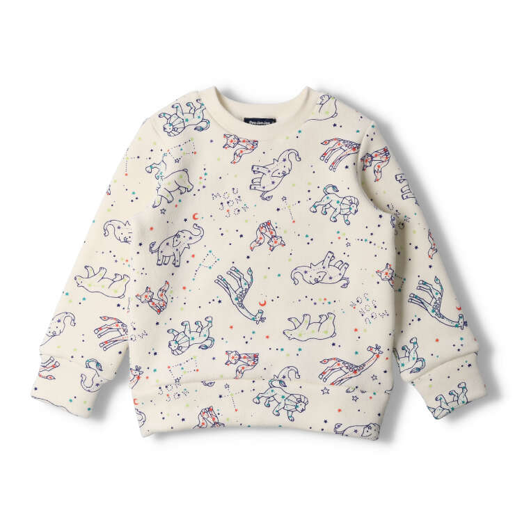 [Online only] Fluffy fleece-lined animal constellation pattern sweatshirt