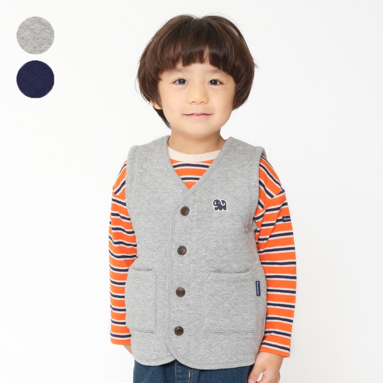 Knitted quilt vest with embroidered elephant (gray, 100cm)