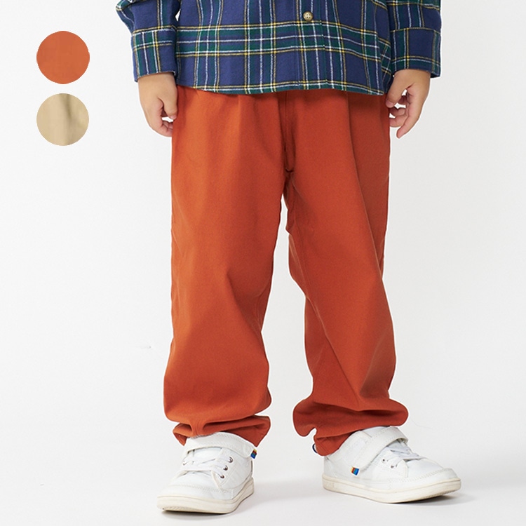 彈性斜紋寬鬆長褲（紅色，120cm）
