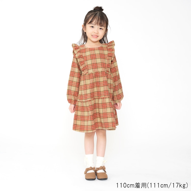 Tartan check tiered shirt dress