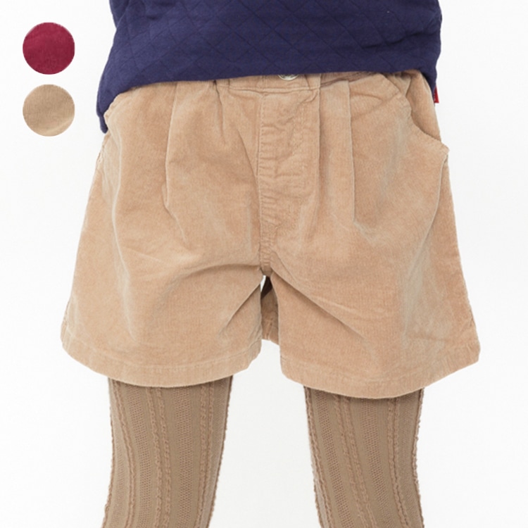 Stretch corduroy 3/4 length shorts (wine red, 130cm)