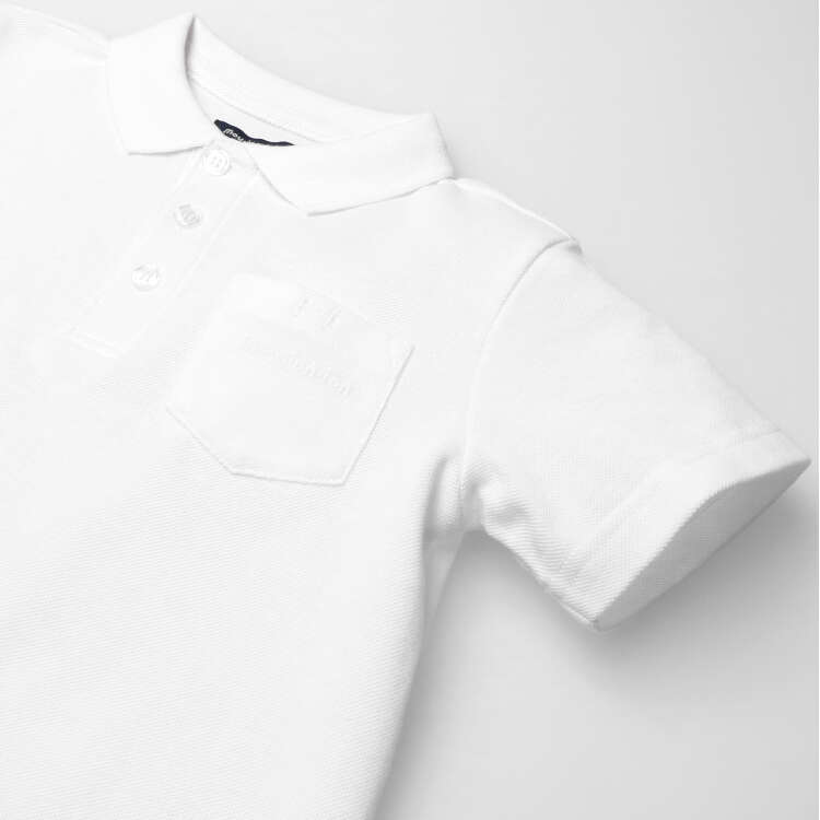 Pique short sleeve white polo shirt (100cm-160cm)