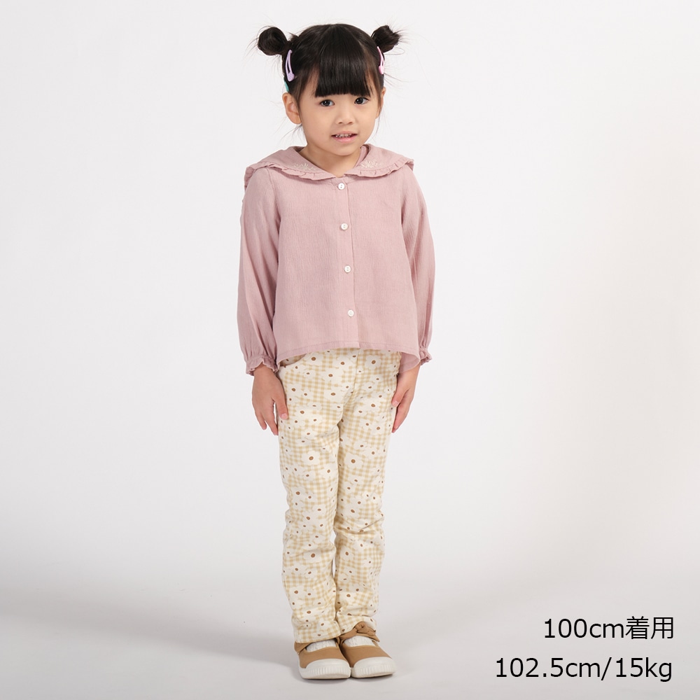 お花チェック柄ストレッチミニ裏毛長パンツ | 子供服 通販こどもの森 - メーカー直営公式