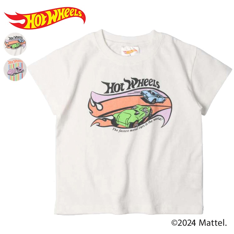 [Hot WHeeLs] Hot Wheels car logo short-sleeved T-shirt (off-white, 130cm)
