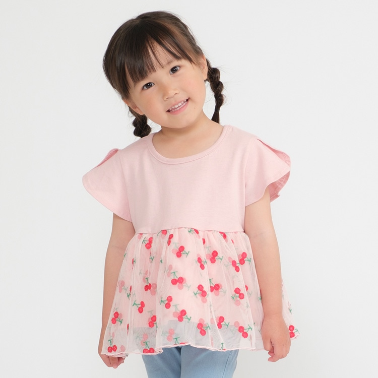 さくらんぼ刺繍チュール切り替えＴシャツ | 子供服の通販はこどもの森