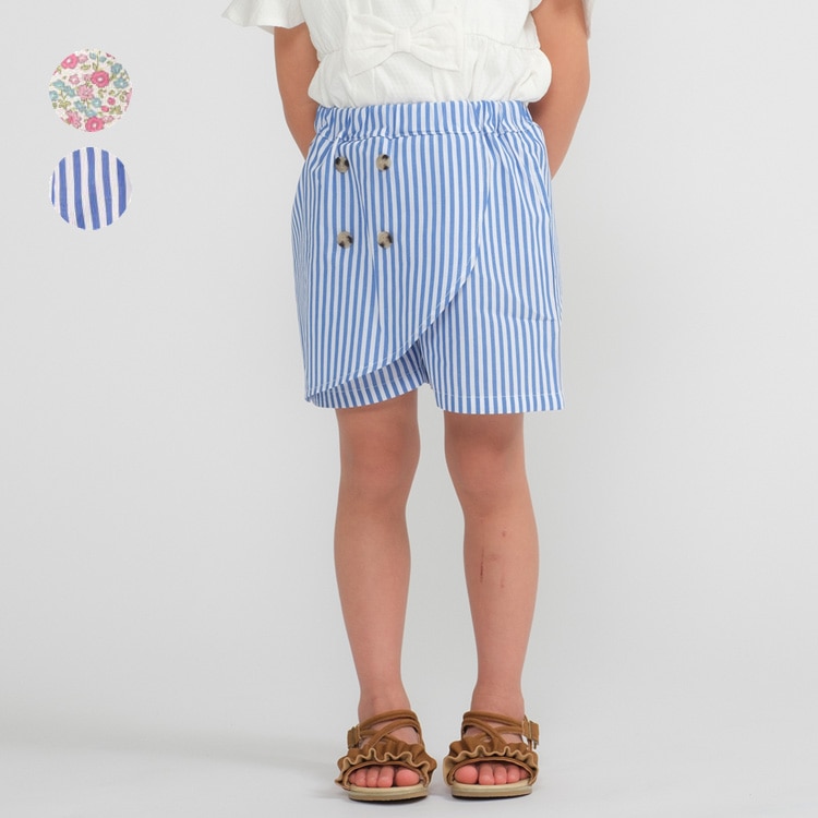 Floral and striped shorts (stripes, 120cm)