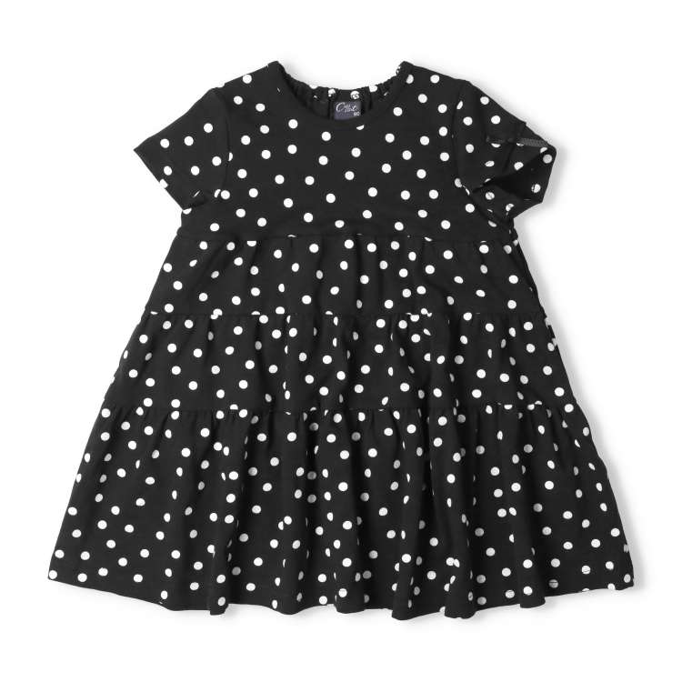 Polka dot pattern tiered short sleeve dress