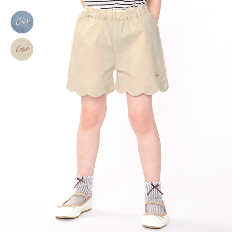 扇貝邊短褲（米色，130cm）