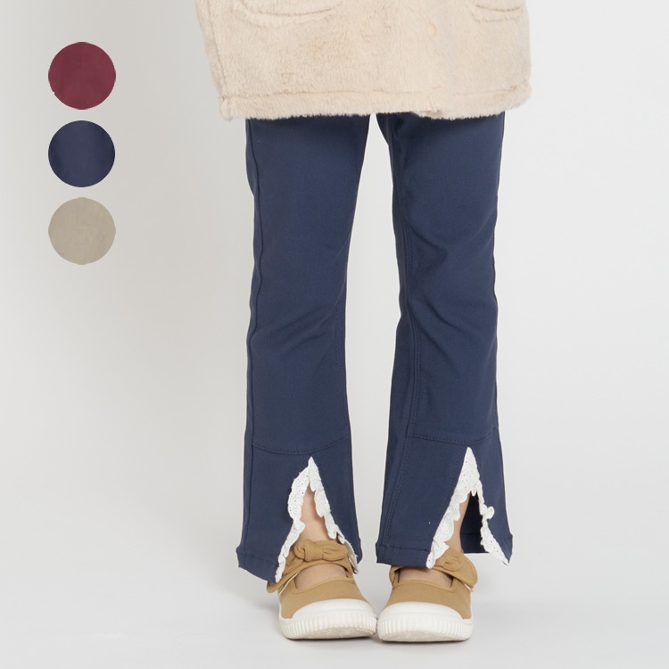 *裾レースフレア長パンツ(レッド, 120cm)