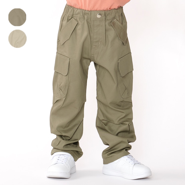 素色斜紋工裝長褲（90cm-130cm）（淺米色，120cm）