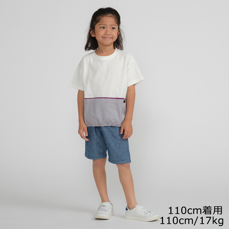 Color combination short-sleeved T-shirt with big pocket