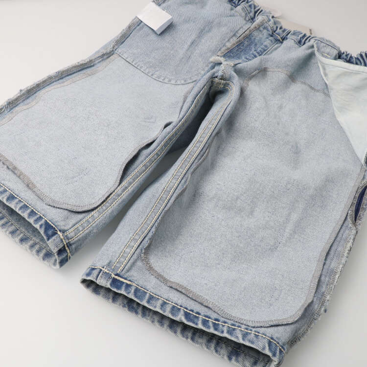 Distressed denim 5/8 length shorts (140cm-160cm)