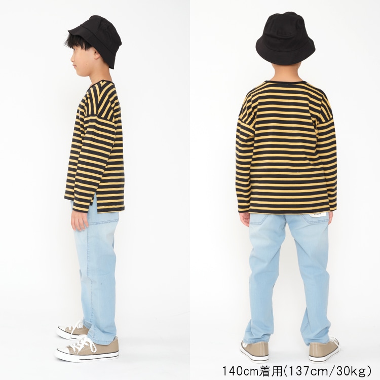 Yarn-dyed striped long-sleeved T-shirt (140cm-160cm)