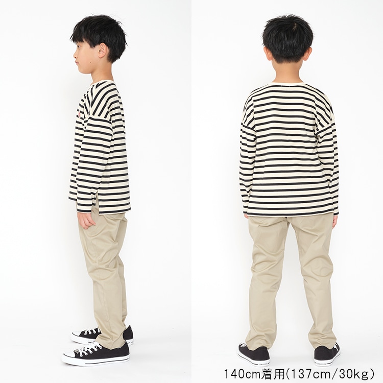 Yarn-dyed striped long-sleeved T-shirt (140cm-160cm)