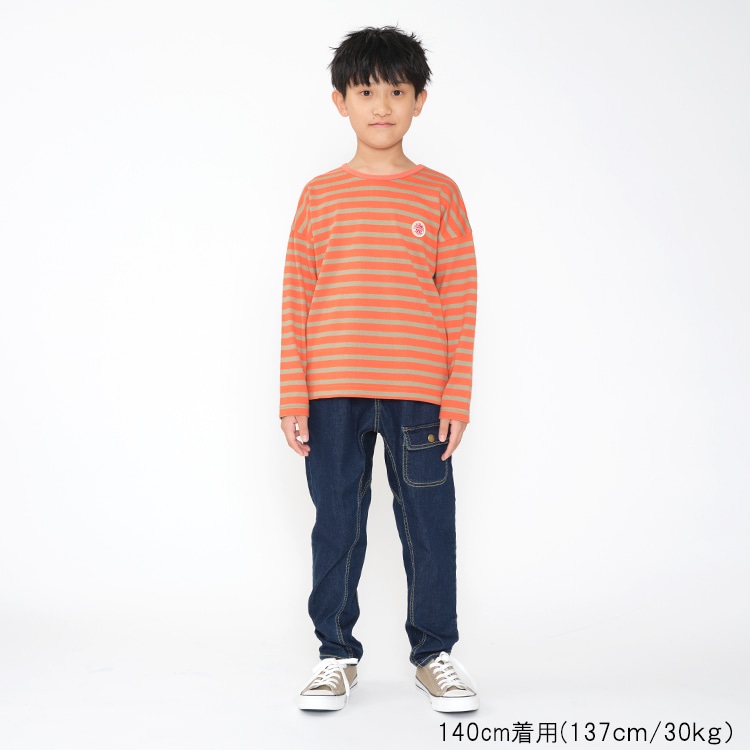 先染めボーダー長袖Tシャツ・ロンT(140cm-160cm)