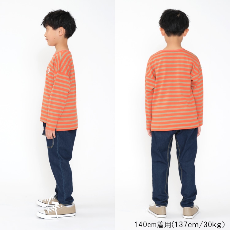 先染めボーダー長袖Tシャツ・ロンT(140cm-160cm)