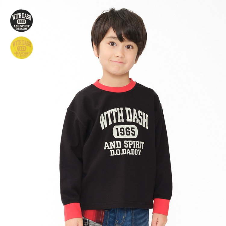 Reversible bonded long sleeve T-shirt (black, 90cm)