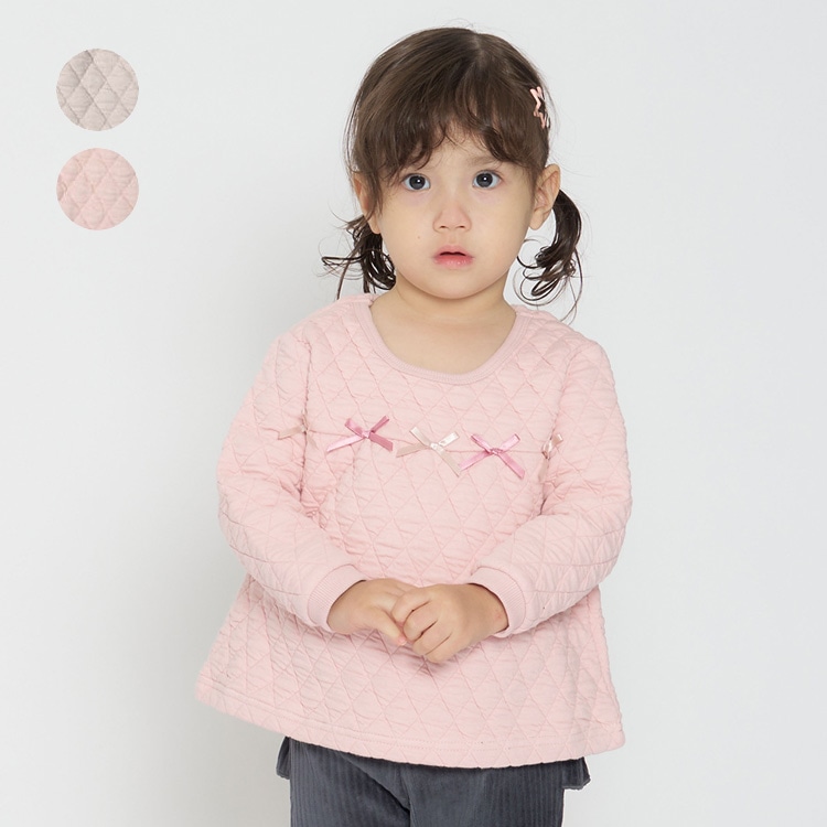 Knitted quilt sweatshirt with ribbon (pink, 80cm)